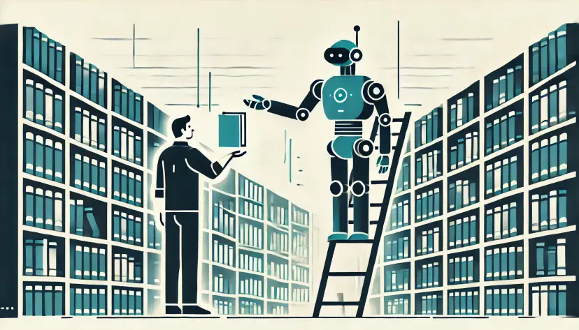 Robot helping human in a library